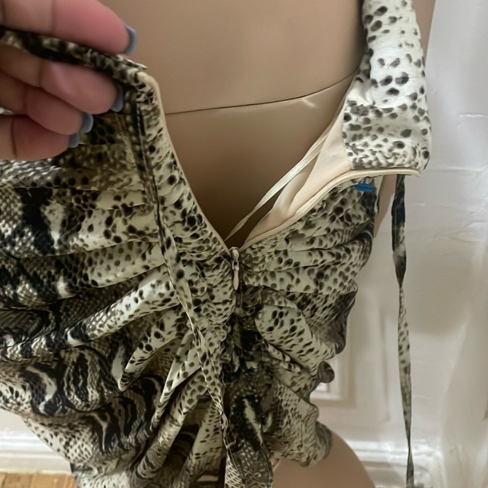 MABLE Brown Tan Asymmetrical Wrap Midi Skirt - Picture 5 of 12